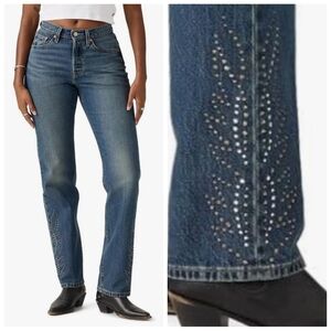Levi's 501 Curve Western Rhinestone Studded Jeans 27 30